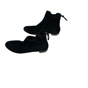 Miu Miu Black Suede Bejeweled Heel Booties